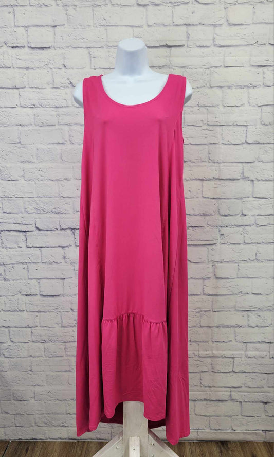 SMALL PINK A593291 Cuddl Duds Flexwear Hi-Low Hem Tank Maxi Dress