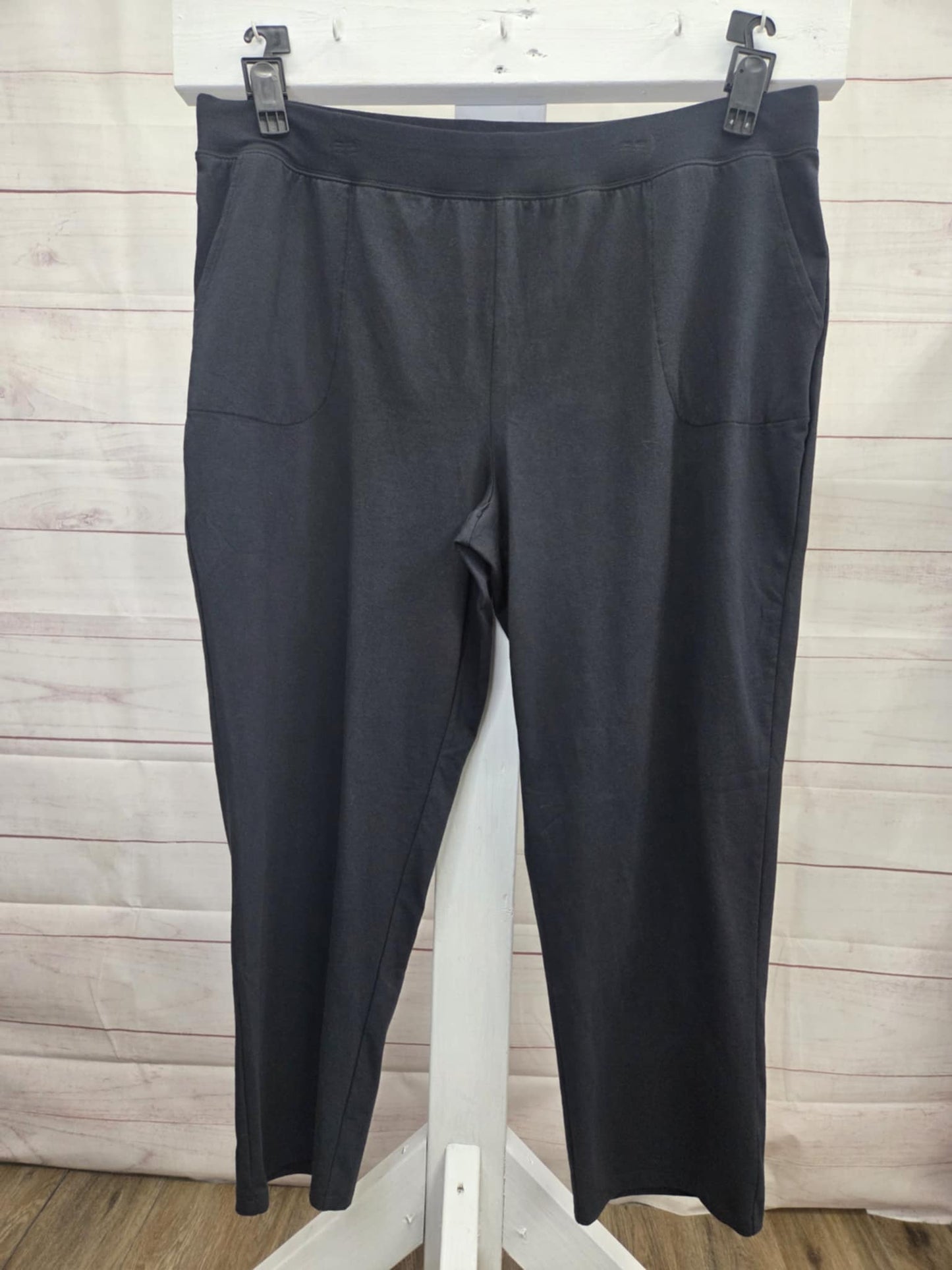 2X BLACK A702028 Denim & Co. Petite Duo Stretch Straight Leg Pants