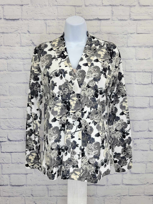 XSMALL BLACK ROSES A575203 Isaac Mizrahi Live! Essentials Button Front Cardigan