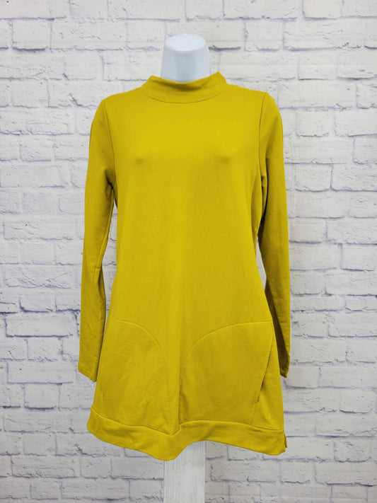 XXSMALL GOLD A463292 Denim & Co Active Regular French Terry Mini Mock Neck Tunic