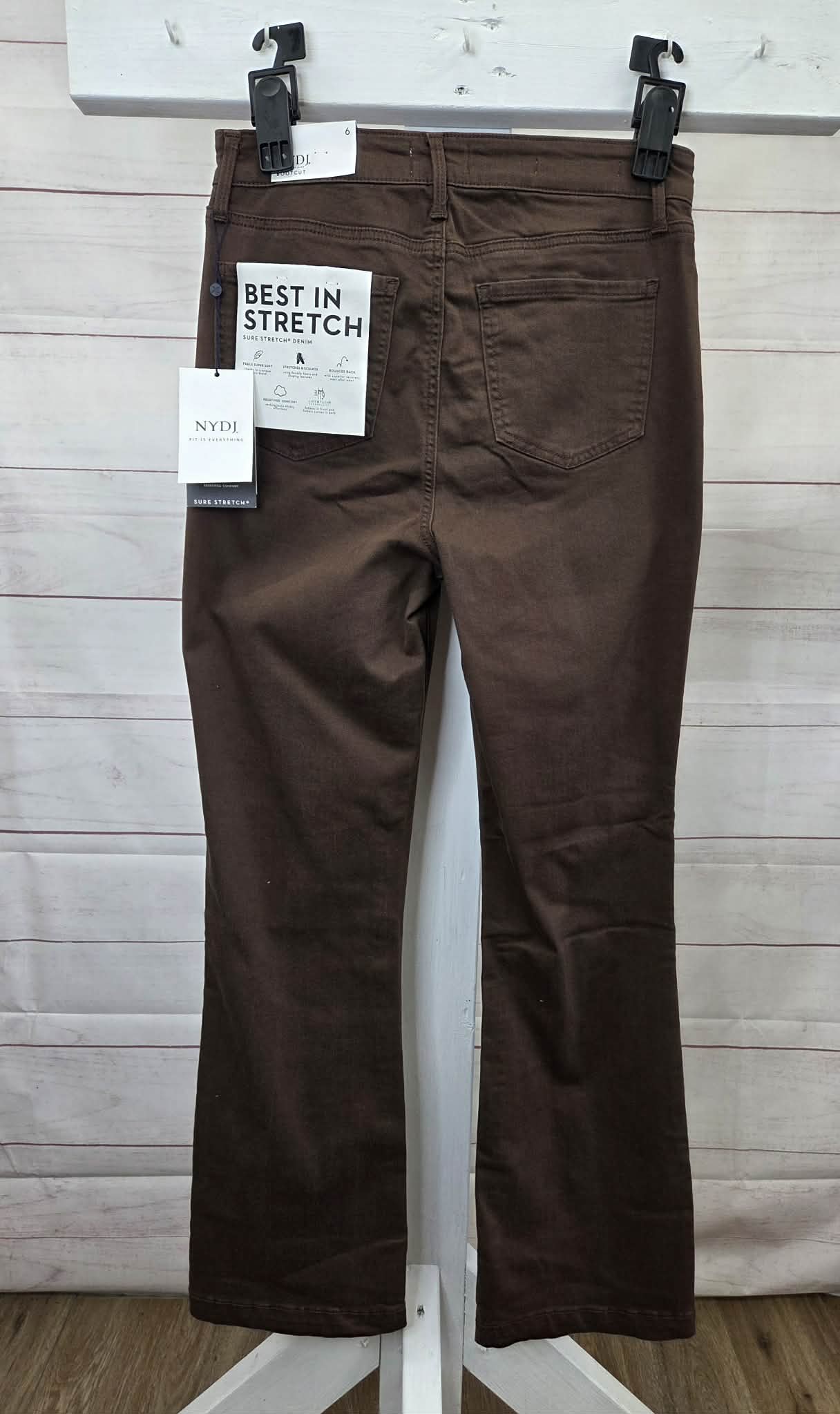 6R CHOCOLATE NYDJ Regular Sure Stretch High-Rise Barbara Bootcut Jeans A704672