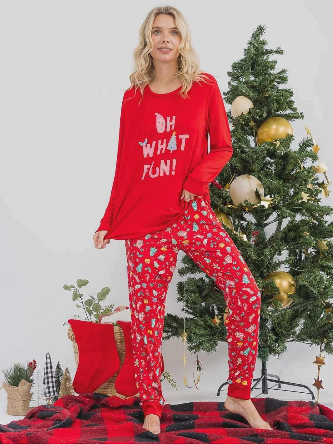 Women's Red Christmas PJ Set