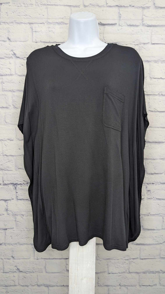 XXSMALL BLACK A379696 Isaac Mizrahi Live! SOHO French Terry Poncho Top