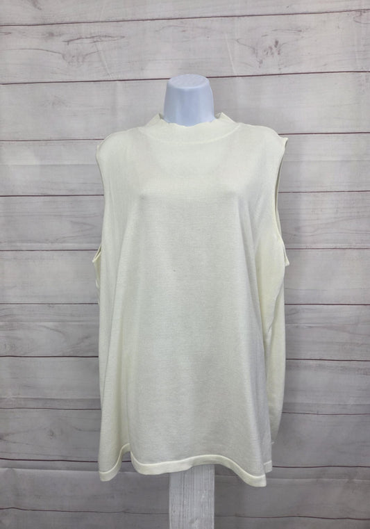2X IVORY A702864 Joan Rivers Wardrobe Builders Mock Neck Sleeveless Swtr
