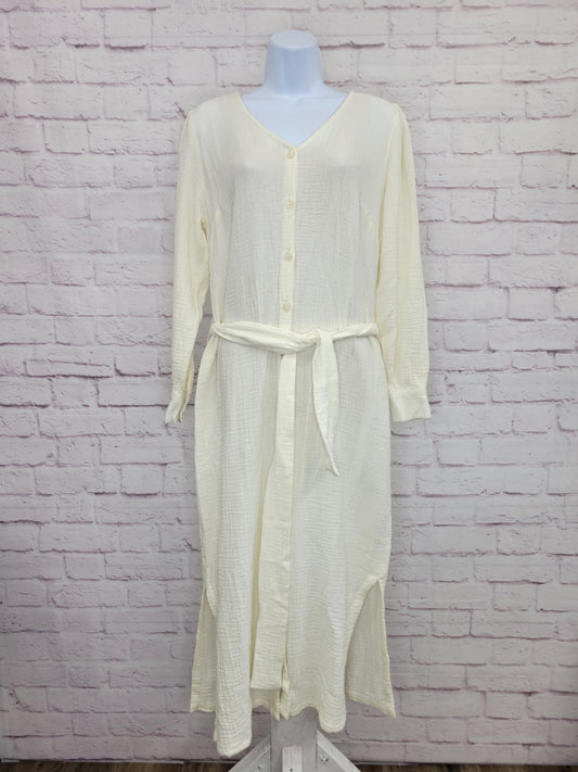 XSMALL PRISTINE A647723 Peace Love World Boheme Petite Gauze Button-Front Tie-Waist Dress