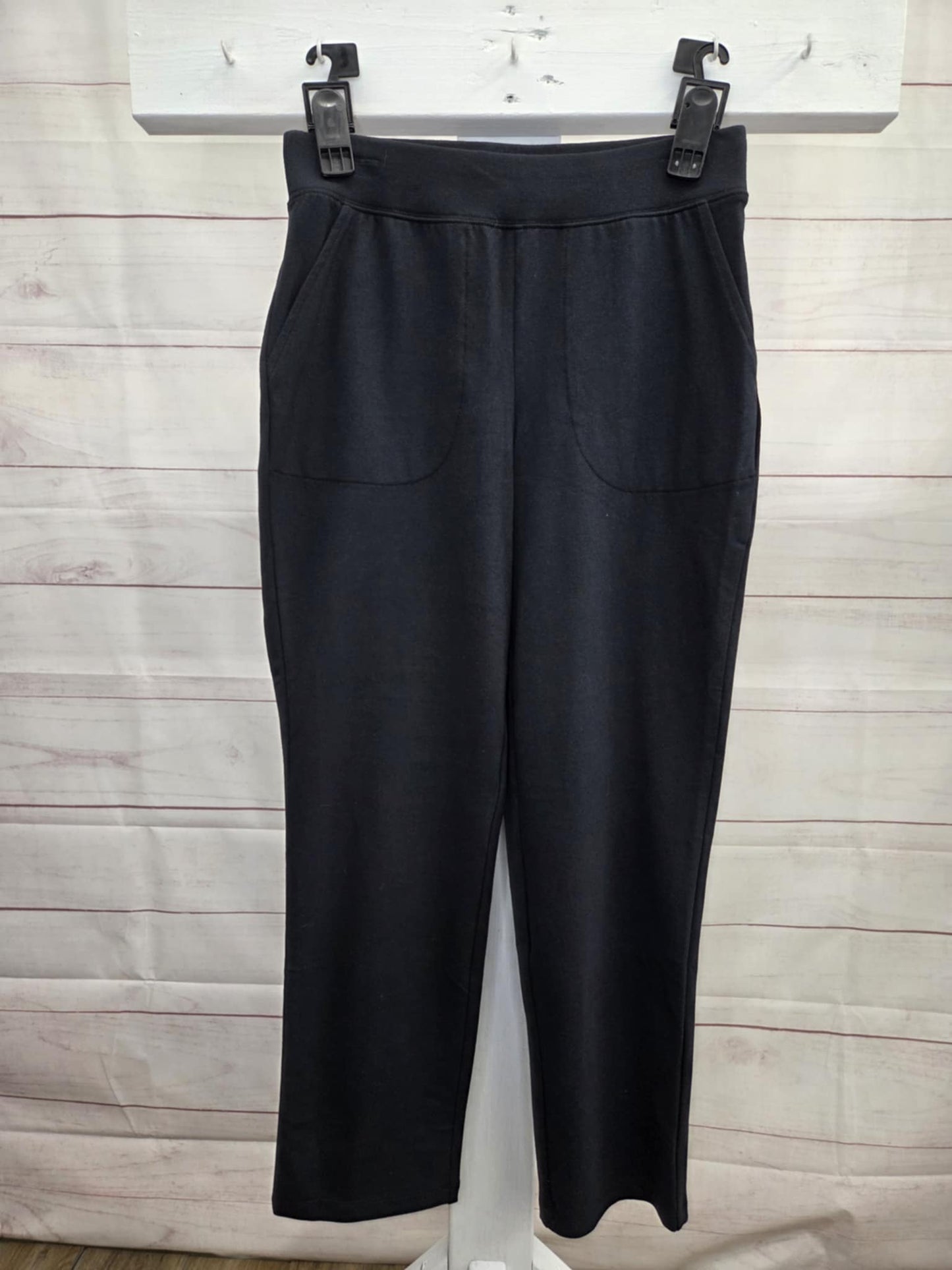 XSMALL PET BLACK A702028 Denim & Co. Petite Duo Stretch Straight Leg Pants