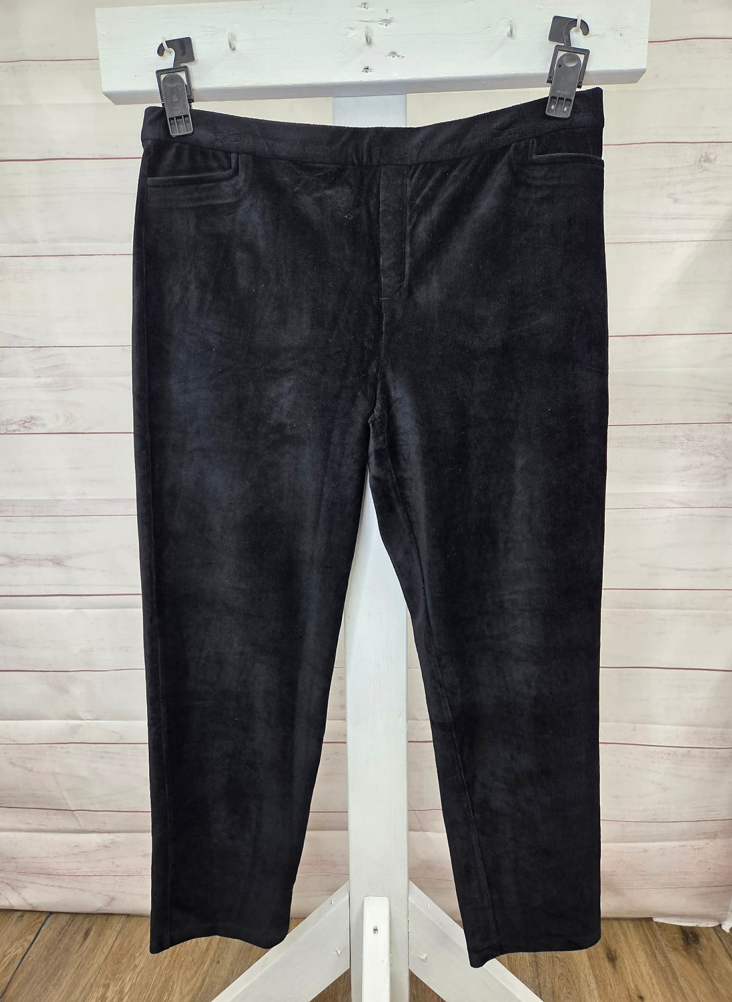 XLARGE BLACK A700727 Susan Graver Weekend Regular Knit Corduroy Straight Leg Pant