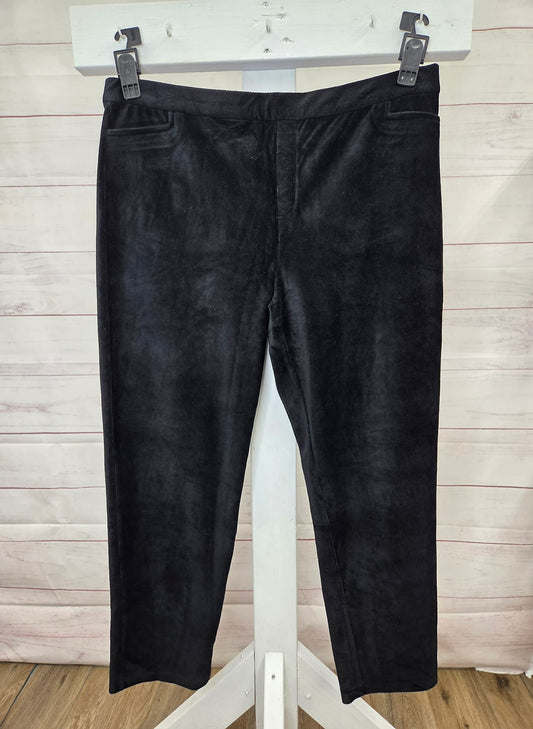 XLARGE BLACK A700727 Susan Graver Weekend Regular Knit Corduroy Straight Leg Pant
