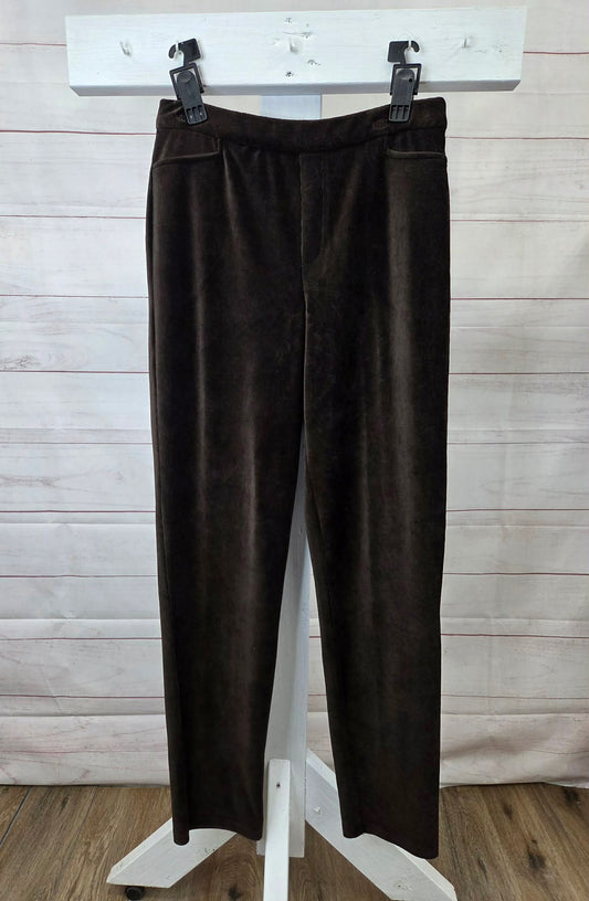 SMALL T BROWN A700729 Susan Graver Weekend Tall Knit Corduroy Straight Leg Pant