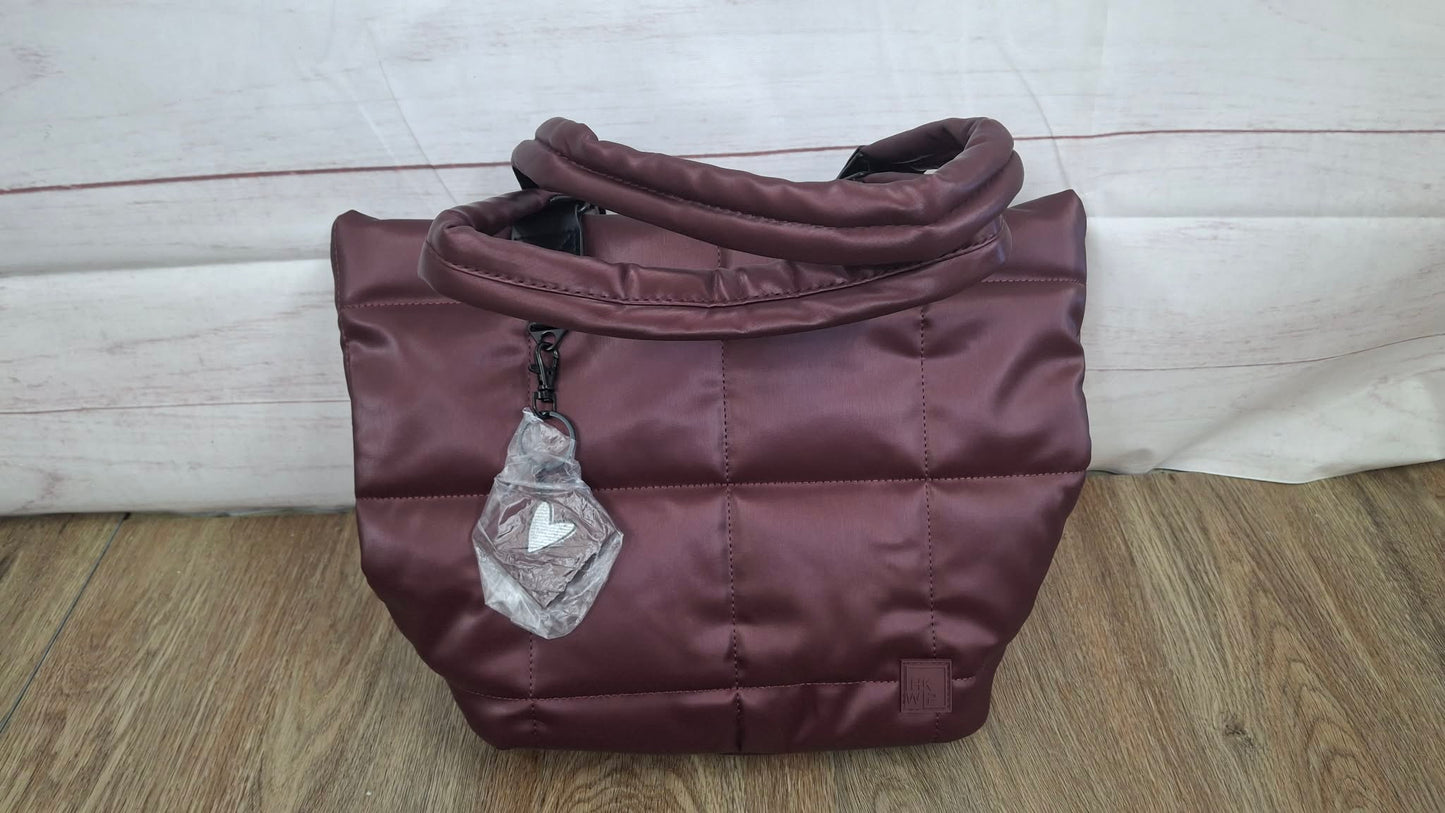 DEEP WINE A712033 IHKWIP Checkmate Quilted Tote w/ 2 Crossbody Straps