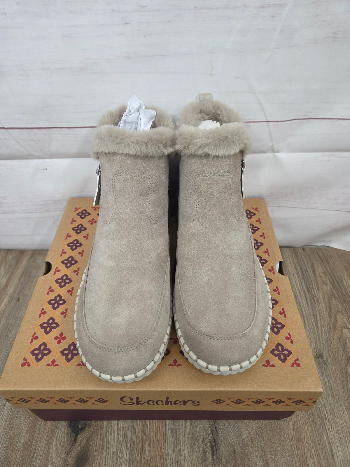 10 TAUPE A704929 Skechers Wilshire Blvd Side Zip Booties - Fresh Zip