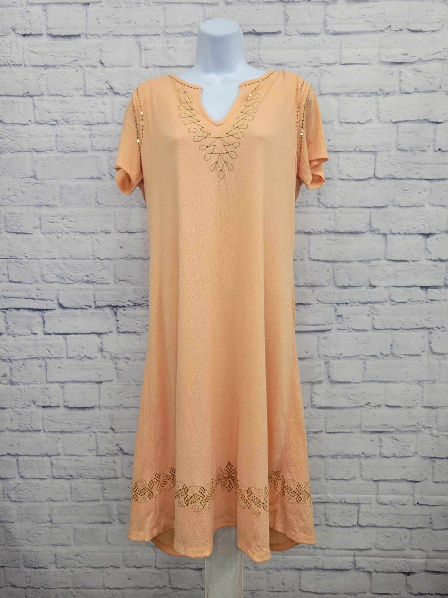 MEDIUM PEACH A395848 Haute Hippie Tribe Regular Knit Dress w/ Sequin Embellishments