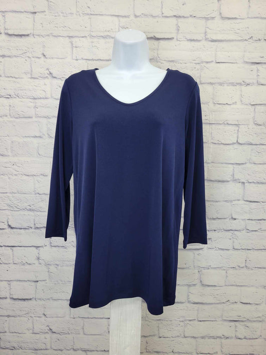 XSMALL NAVY A456412 Susan Graver Regular Modern Essentials Liquid Knit 3/4 Sleeve