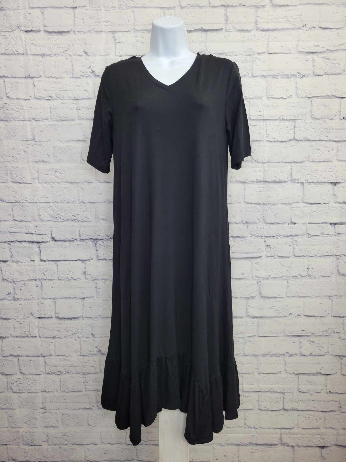 XSMALL BLACK A606868 LOGO by Lori Goldstein Regular Rayon 230 Elbow Sleeve Dress