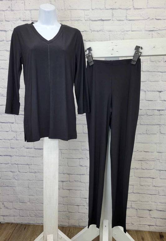 XXS BLACK A518206 Attitudes by Renee Regular Como Jersey 3Pc tunic, tank, & pant