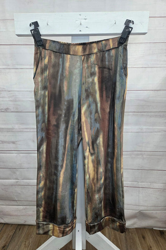 MEDIUM NEUTRAL A705834 LOGO by Lori Goldstein Regular Printed Velvet Full Length Pants