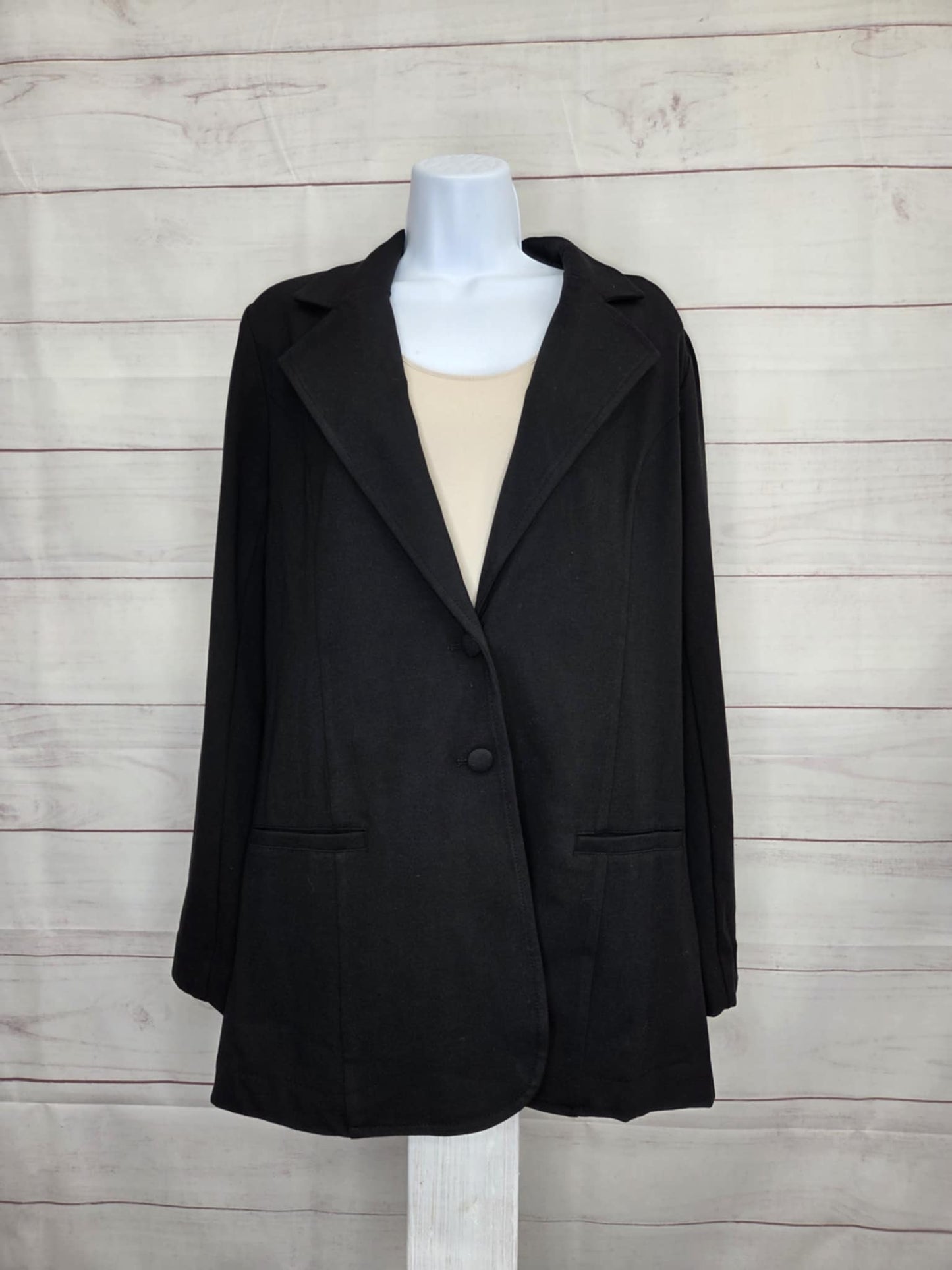XSMALL BLACK A698061 Brandis Dress Out Loud Confidence Crepe Blazer