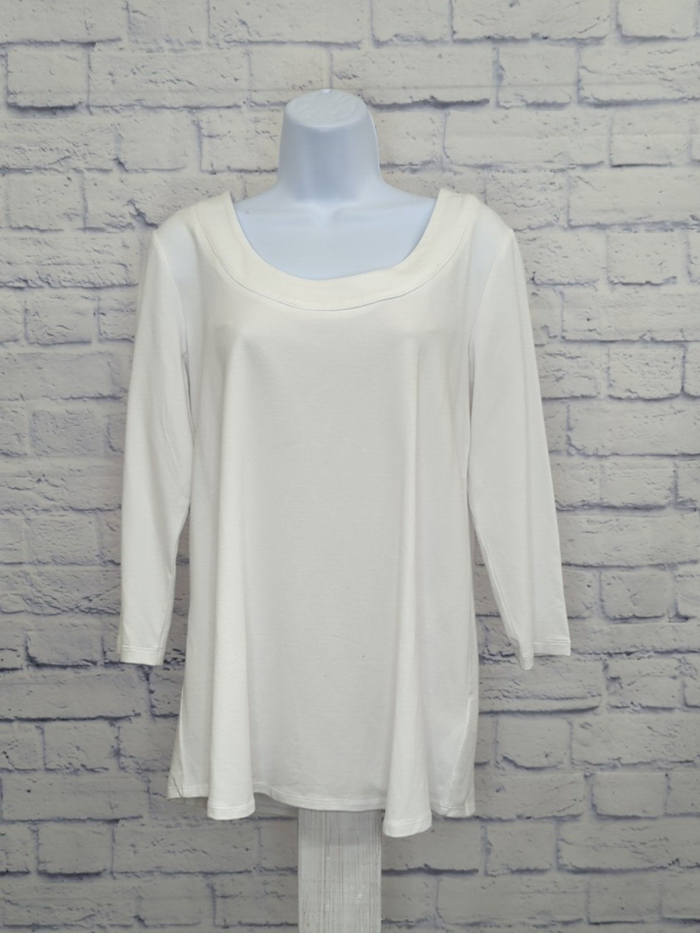 SMALL WHITE A479157 Susan Graver Regular Weekend Essentials Comfy Cotton Tunic