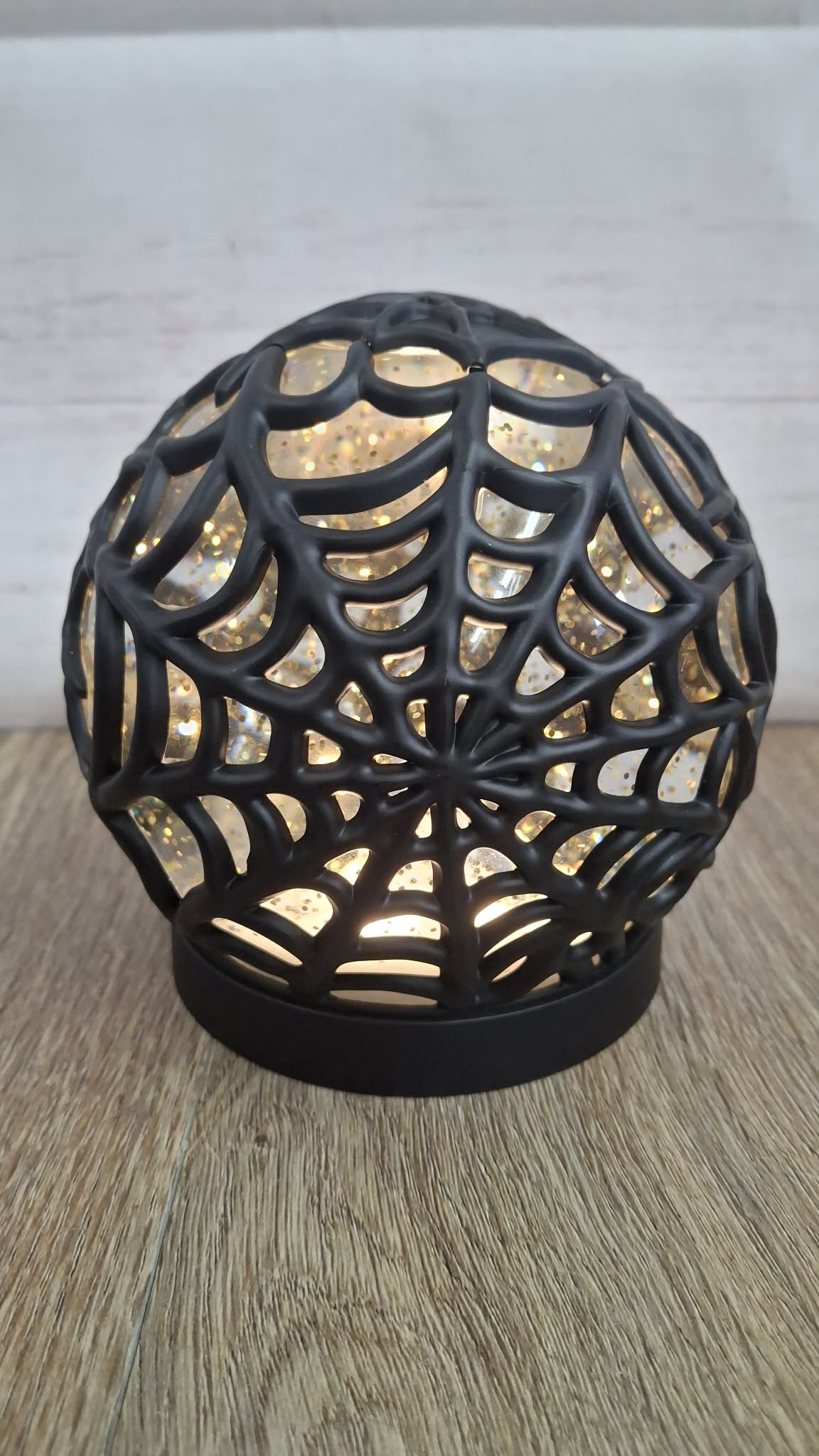 5" Illuminated Spider Web Glitter Sphere by Valerie
