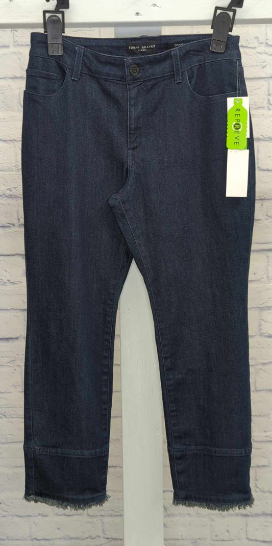 6P INDIGO A390474 Susan Graver Petite Stretch Denim Ankle Jeans