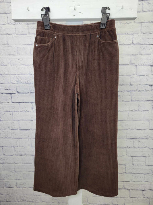 XSMALL ESPRESSO A522380 Quacker Factory Stretch Corduroy Pull-On Gaucho Pants