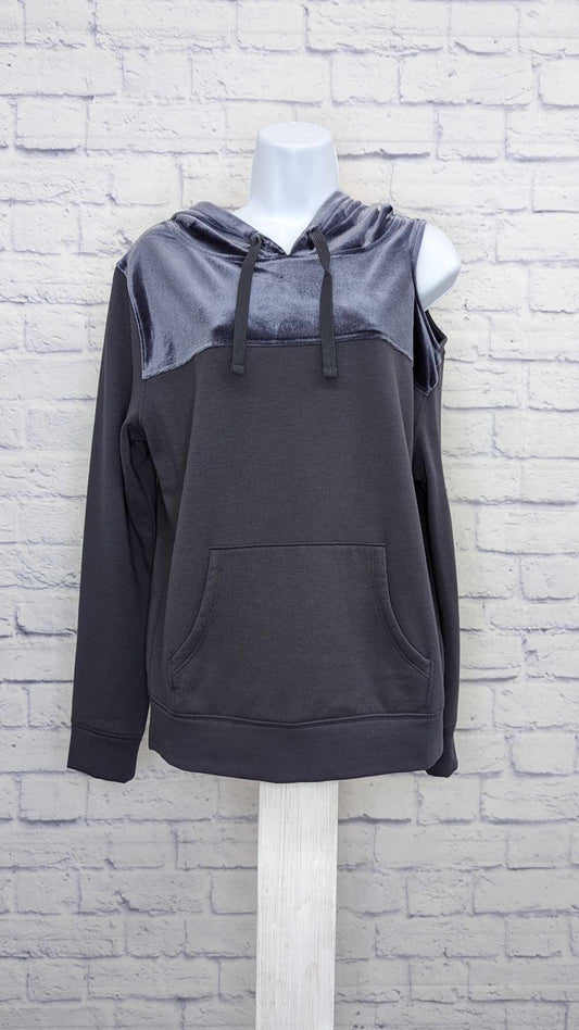 XXSMALL PEWTER A389041 All Worthy Hunter McGrady Mixed Media Velvet Hoodie