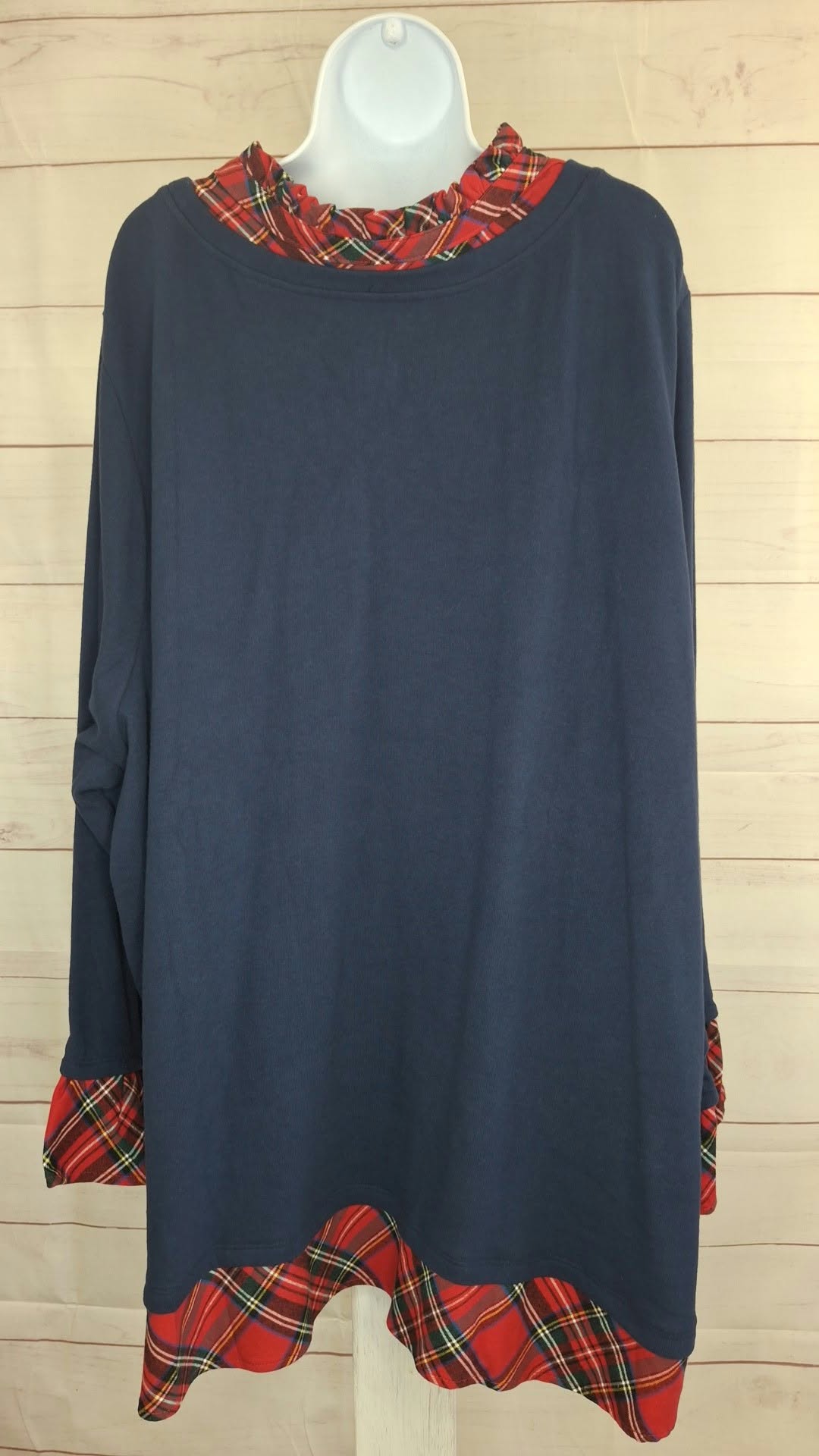 5X TWILIGHT A708258 Jingle Belles by Kim Gravel Peek a Boo Ruffle Tartan Top