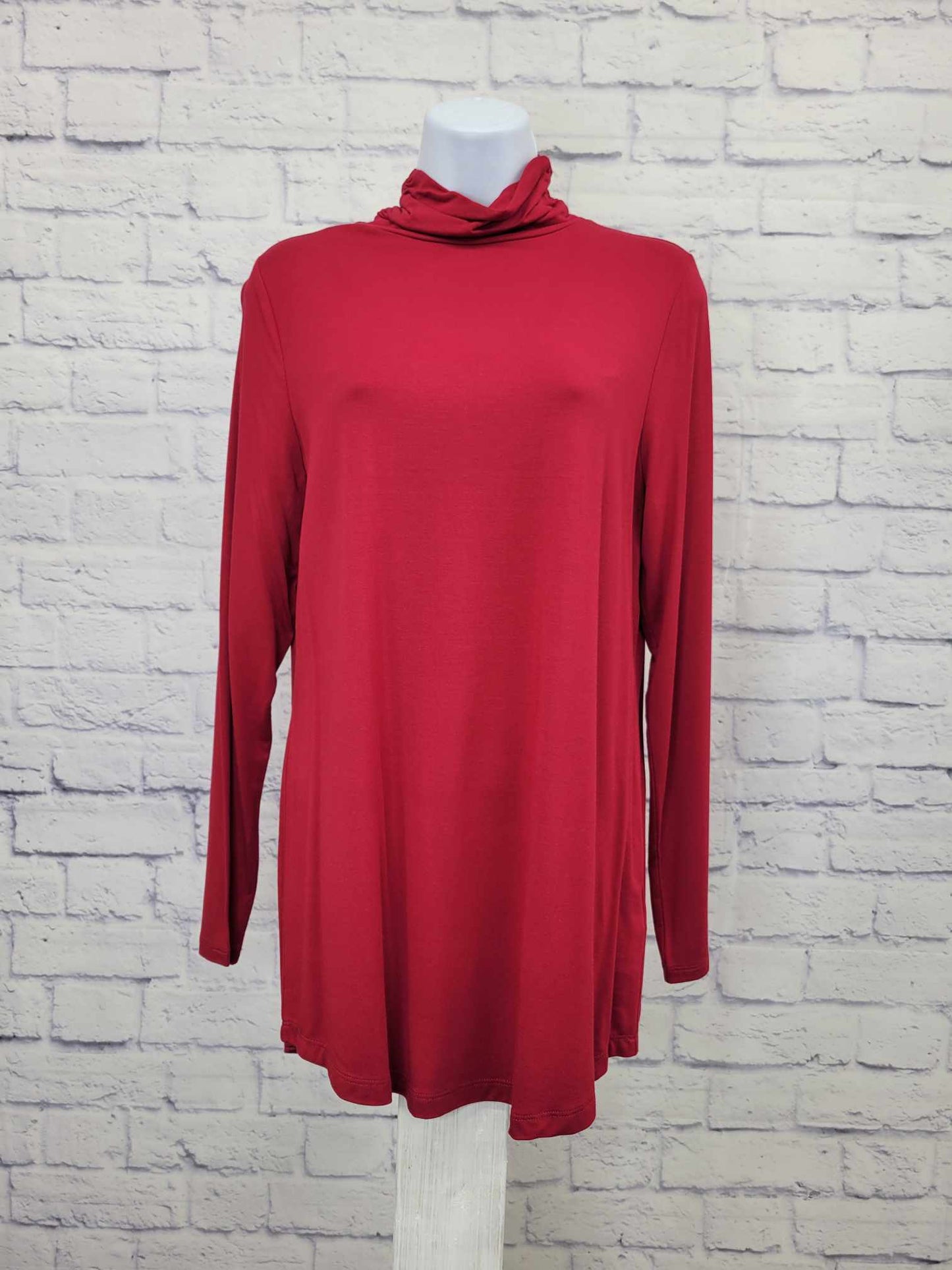 XXSMALL RED A388525 Belle by Kim Gravel Modal Spandex Ruched Turtleneck