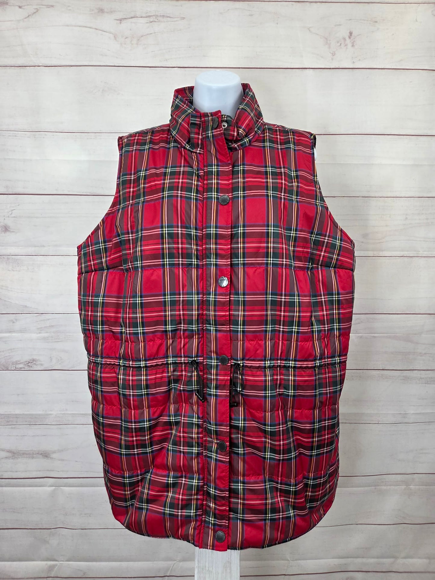 XLARGE RED A708259 Jingle Belles by Kim Gravel Tartan Regular Cinch Waist Vest