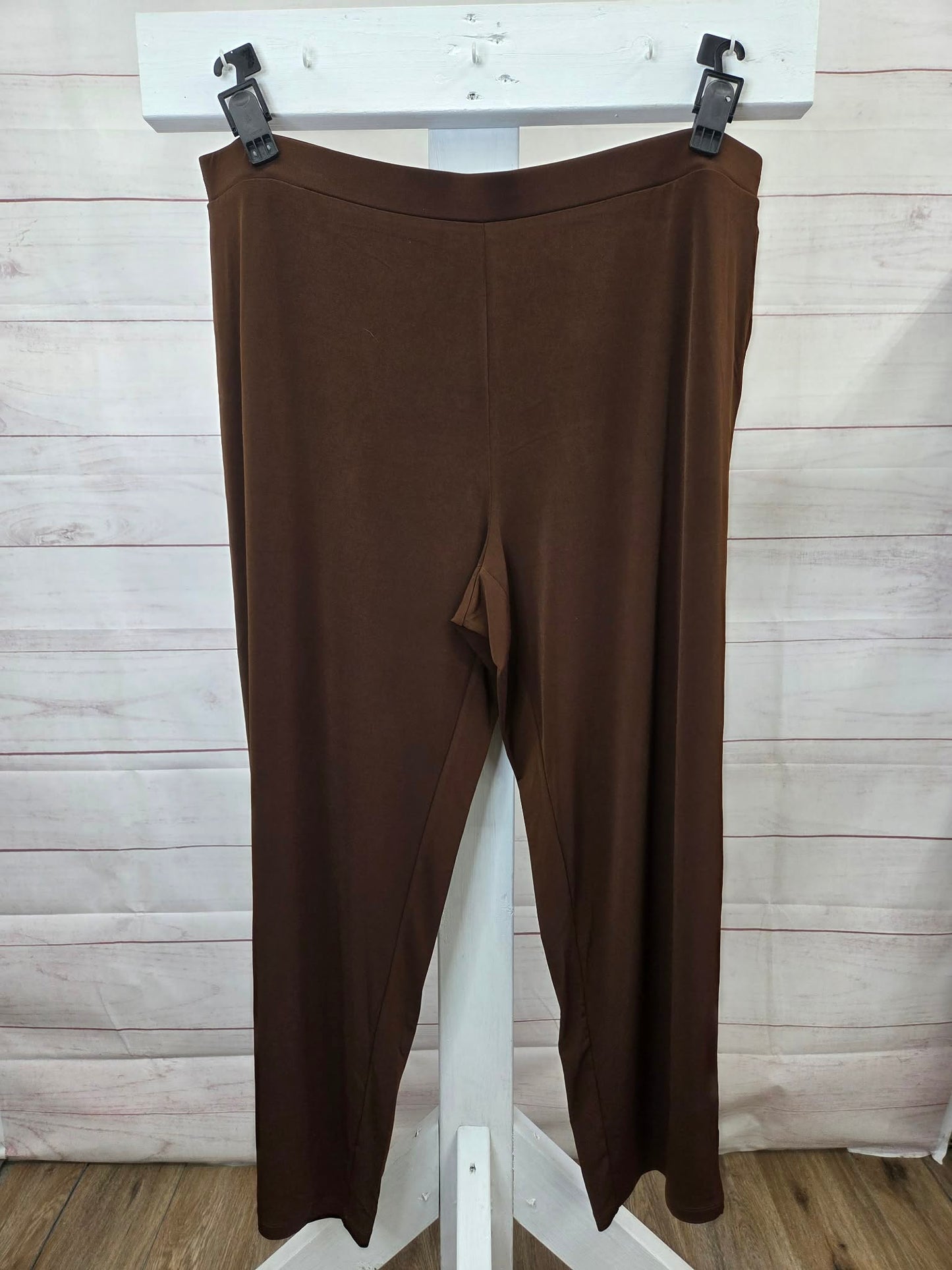 2X COCOA A706737 Susan Graver Essentials Regular Liquid Knit Pant