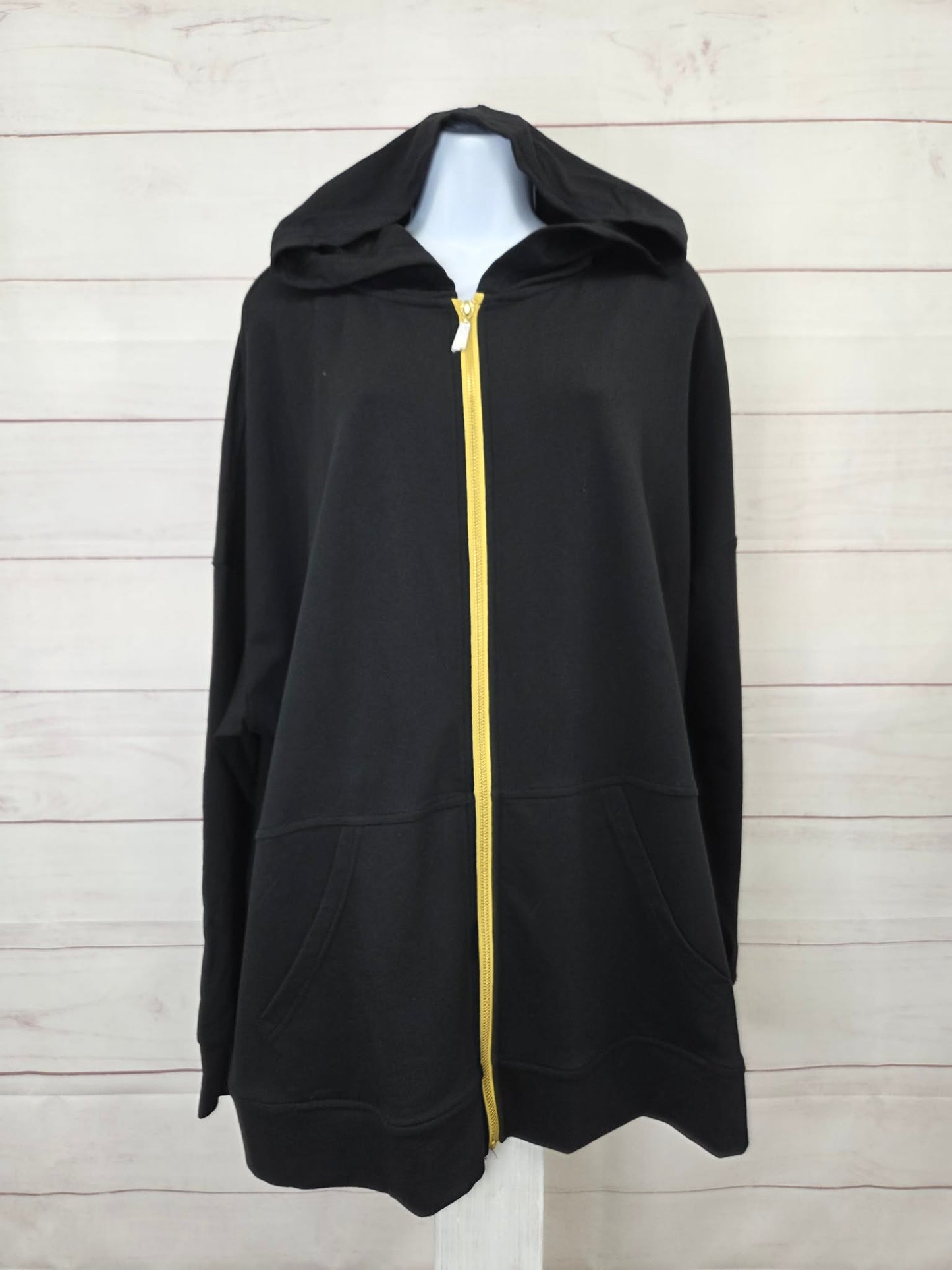 2X BLACK A711064 Belle by Kim Gravel French Terry Golden Zip Hoodie