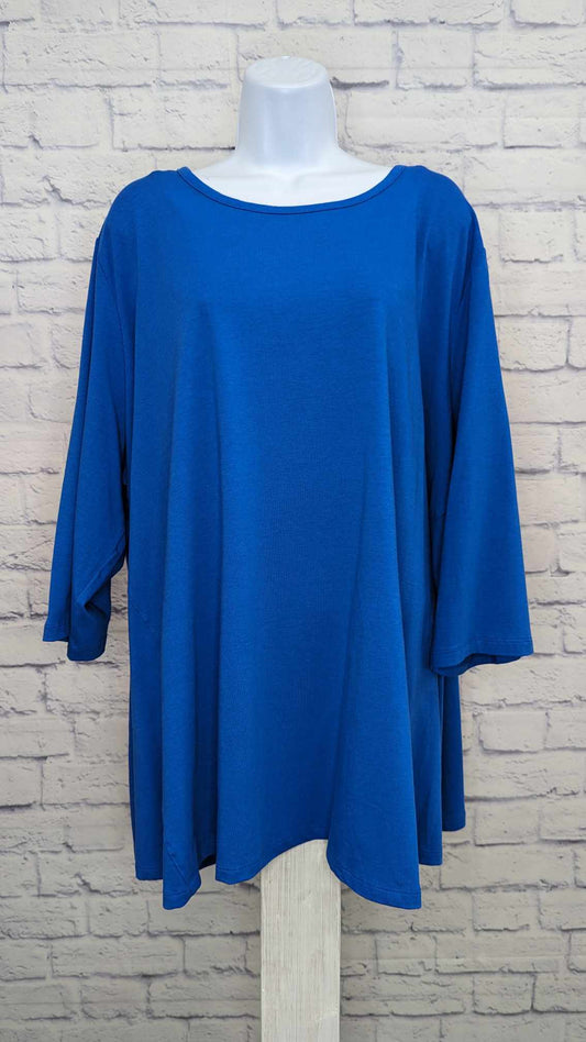 4XP BLUE A468414 Denim & Co. Essentials Petite Jersy 3/4 Sleeve Swing Tunic