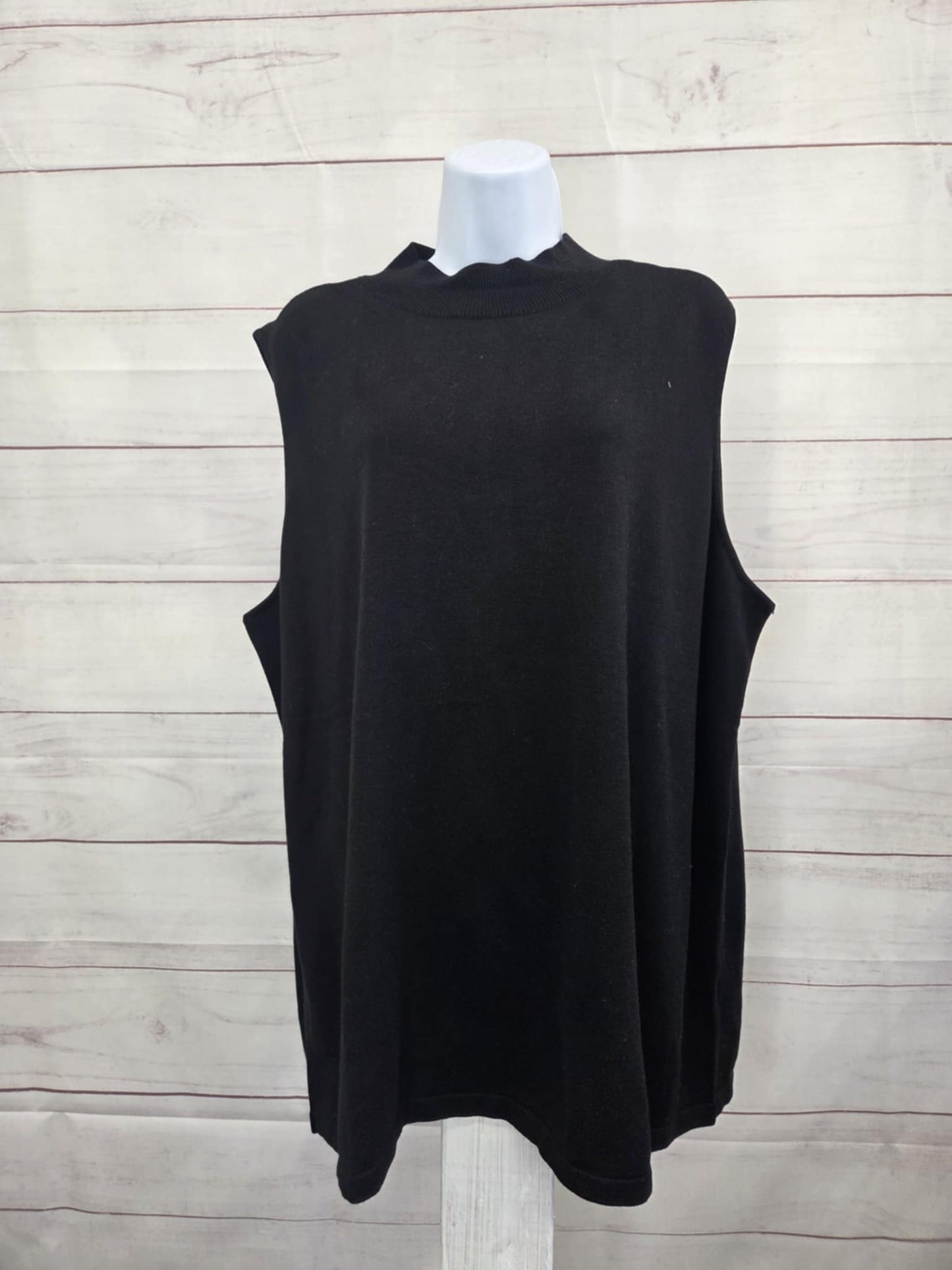 2X BLACK A702864 Joan Rivers Wardrobe Builders Mock Neck Sleeveless Swtr