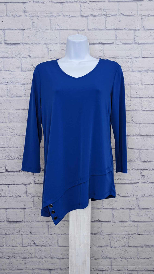 XXSMALL BLUE A393724 Susan Graver Regular Liquid Knit Top Tunic