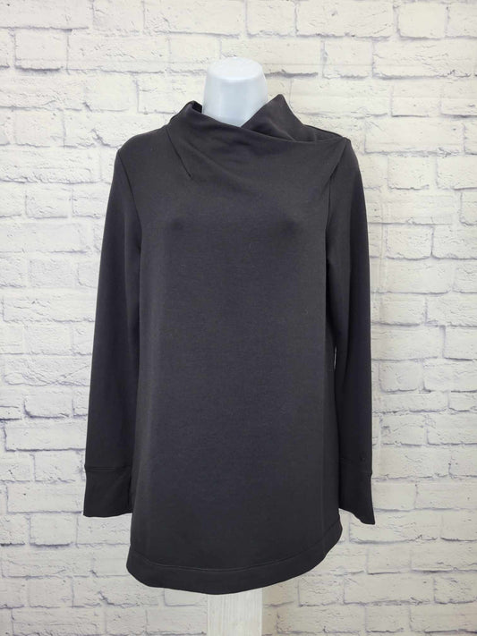 SMALL BLACK Cuddl Duds Comfortwear French Terry Long Sleev Soft Cowl Top A310284