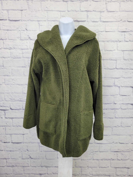 XSMALL OLIVE A451834 Koolaburra by UGG Sherpa Fleece Shawl Collar Cardigan