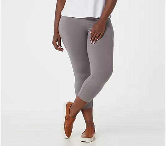 DECEMBER SKY (GREY) A394800 LOGO Layers by Lori Goldstein Regular Cropped Leggings (MULTIPLE SIZES AVAILABLE)