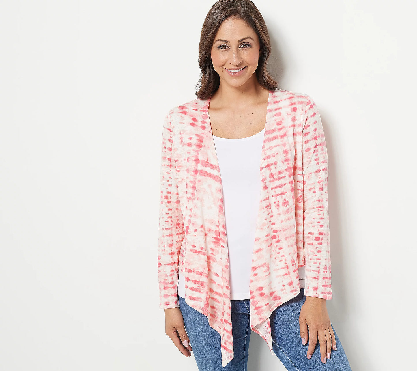 CORAL ABSTRACT A475783 Belle by Kim Gravel Slub Knit Shrug (MULTIPLE SIZES AVAILABLE)