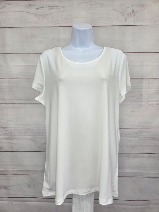 MEDIUM WHITE A647421 Women with Control Reg. Knit Short Sleeve Top