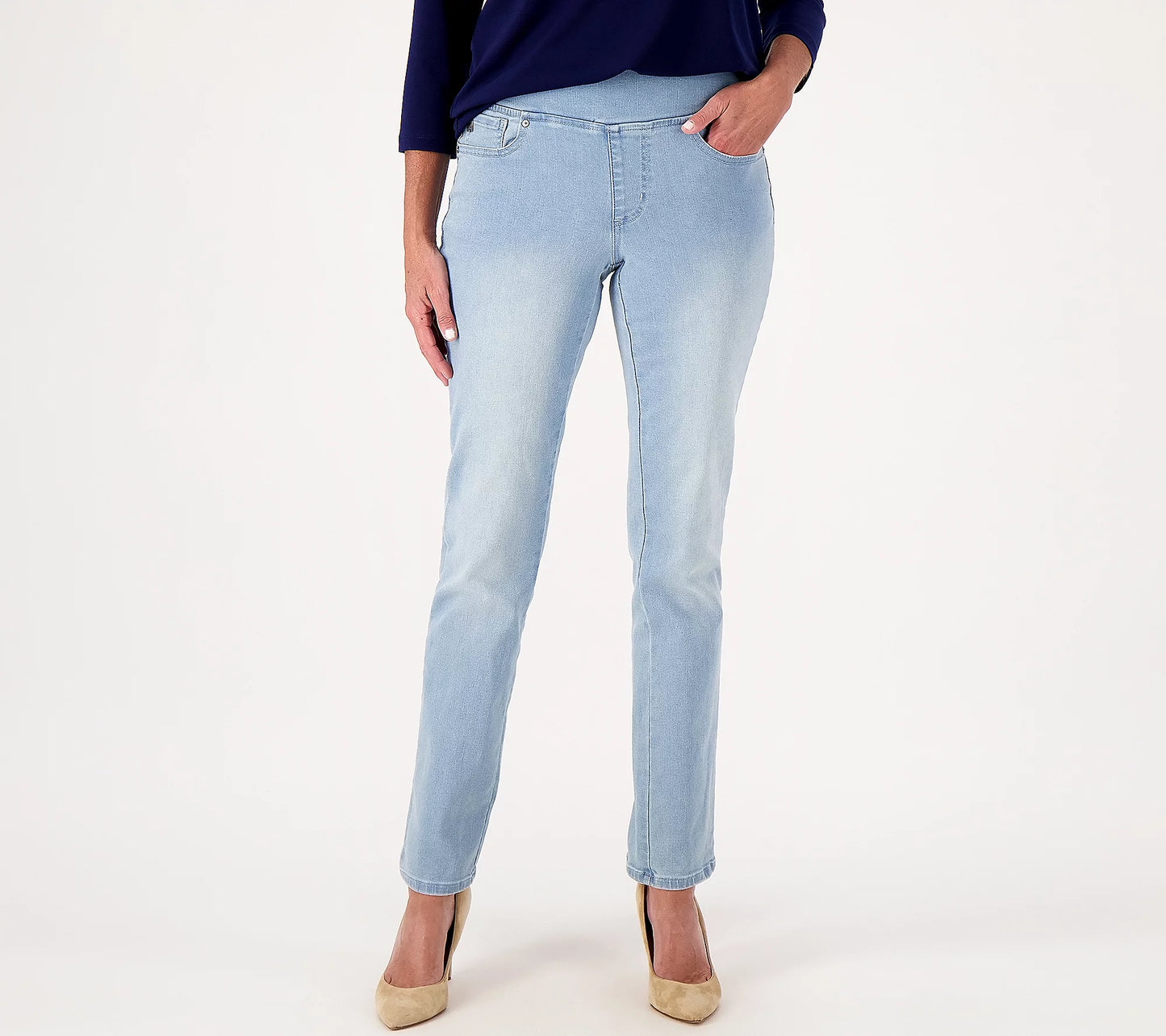 LIGHT WASH A568900 Belle by Kim Gravel TruTemp Denim Straight-Leg Regular Jeans (MULTIPLE SIZES AVAILABLE)