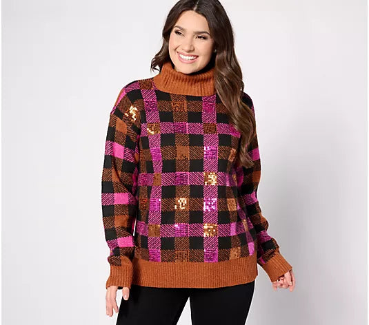 XXSMALL PLAID A626616 Studio ParK x Alberti Popaj Women's Celebration Sweater