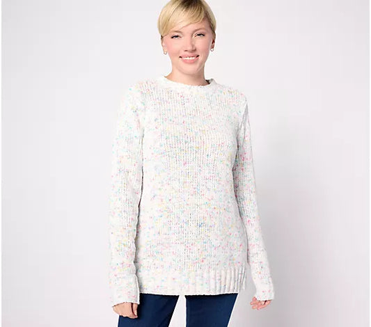 SMALL CREAM A627953 Belle by Kim Gravel Confetti Chenille Crewneck