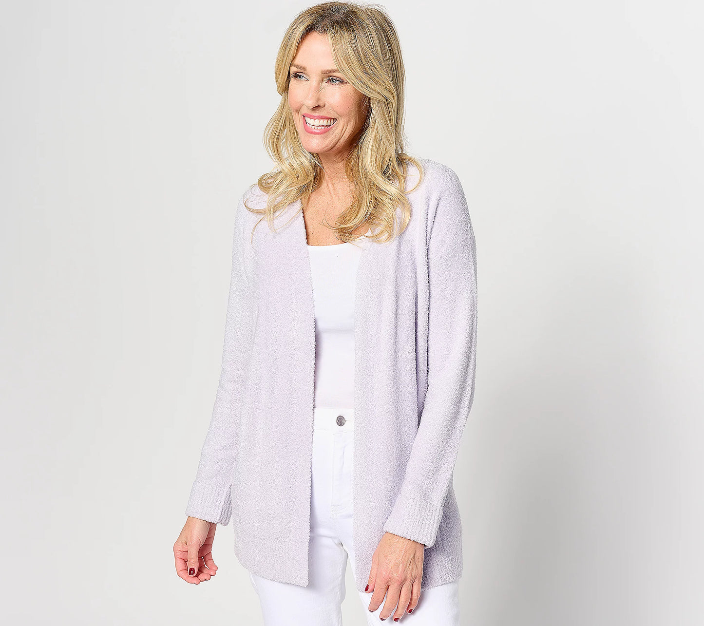 XSMALL VIOLETTE A629830 Barefoot Dreams CozyChic Lite Ribbed Cuff Coastline Cardigan