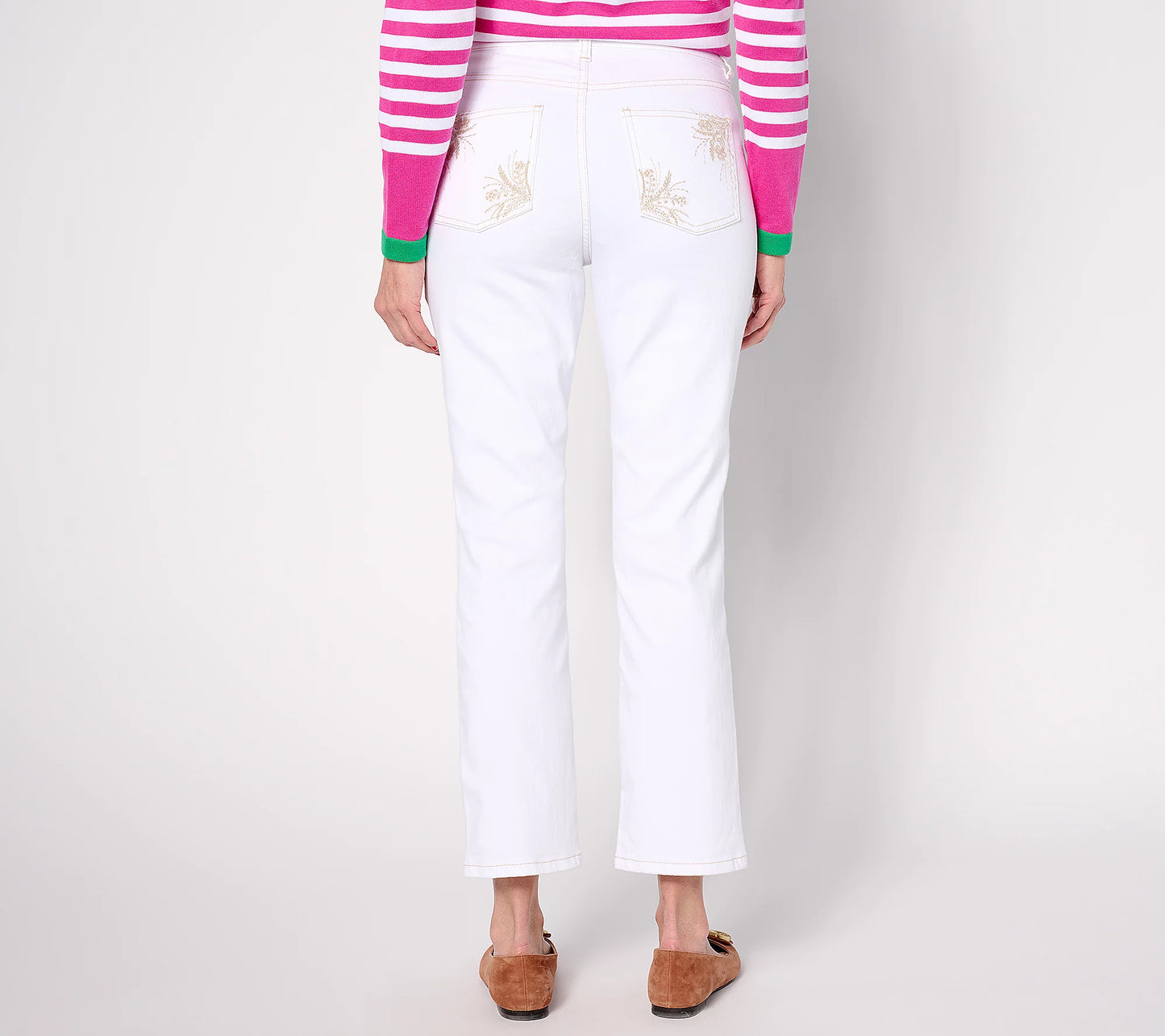 WHITE A637764 Belle by Kim Gravel TALL Primabelle Twill Garden Ankle Jean (MULTIPLE SIZES AVAILABLE)