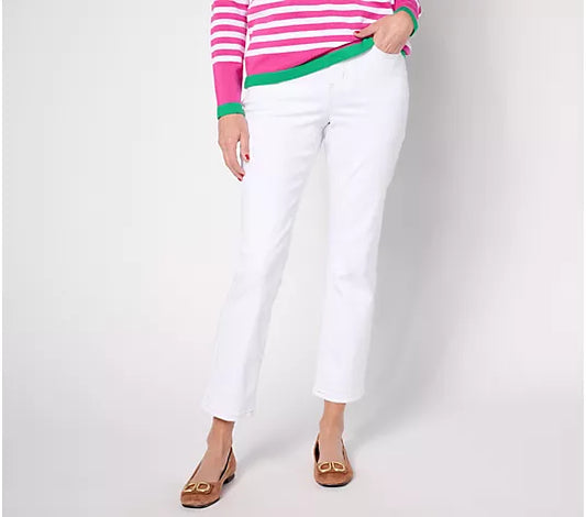 WHITE A637764 Belle by Kim Gravel TALL Primabelle Twill Garden Ankle Jean (MULTIPLE SIZES AVAILABLE)