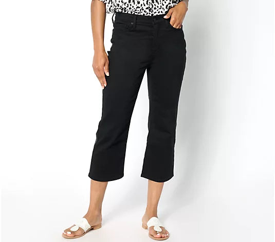 4R A645194 NYDJ High Rise Joni Capri in Cool Embrace - Black