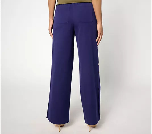 6T CADET NAVY A646834 Isaac Mizrahi Live! Tall 24/7 Stretch Wide Leg Full Length Pants