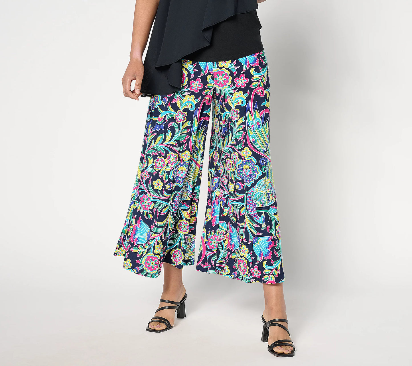 SMALL PET PEACOCK A648375 Attitudes by Renee Petite Como Jersey Flowy Crop Pants