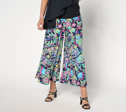 SMALL PET PEACOCK A648375 Attitudes by Renee Petite Como Jersey Flowy Crop Pants