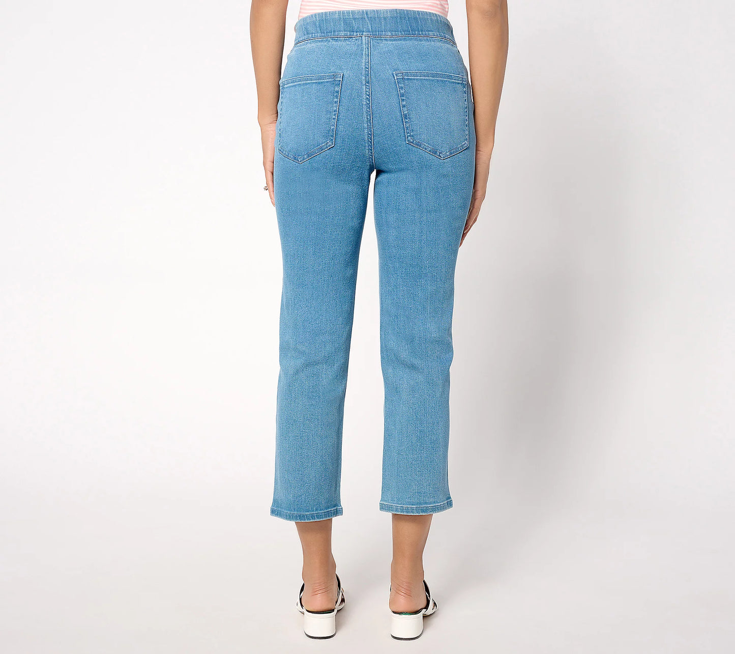 4P LIGHTWASH A649273 Denim & Co. Signature Petite Perfect Flex Cropped Jeans